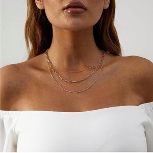 GOLD 14k Gold Plated 3pc Paperclip Necklace Set